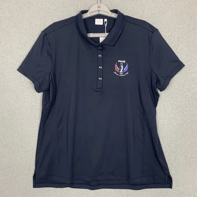 Camisa polo feminina Ping Sensor legal golfe 16 azul 2024 logotipo júnior Solheim Cup - Imagem 1 de 4