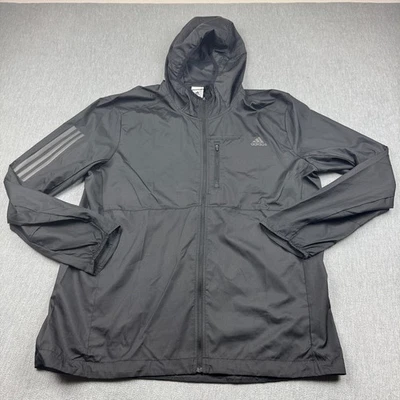 Chaqueta Adidas Para Hombre Extra Grande XL Negra Para Correr Cortavientos Cremallera Completa Atlética Foto 1 de 4