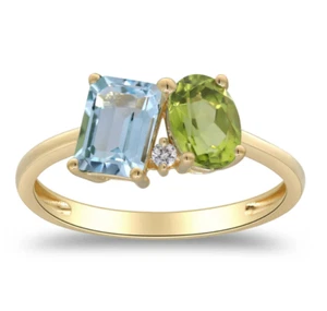 Anillo de compromiso de relleno de oro 925 plata aguamarina anillo de peridot... - Imagen 1 de 4