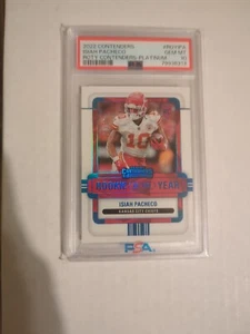Isiah Pacheco PSA 10 #/10 2022 Contenders Rookie Of The Year Platinum Rc Pop 2 - Picture 1 of 3
