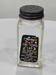 Vintage 1950's Farley’s On Tops Candy Decorations Glass Jar with Shaker Lid - Picture 1 of 7