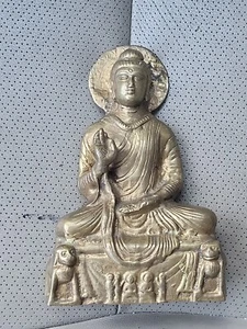 Antique Chinese Tibetan Buddhism gilt bronze Maitreya Buddha Figure,Statue - Picture 1 of 18