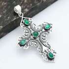Green Onyx Gemstone Ethnic Handmade Cross Design Pendant Jewelry 2.72" Ap-36533