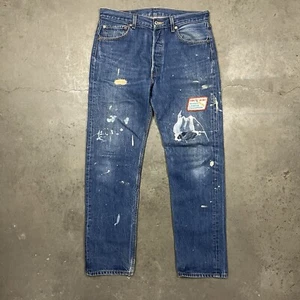 Jeans rectos vintage Y2K Levi’s 501 grunge desgastados lavado oscuro medida 34x33 - Imagen 1 de 13