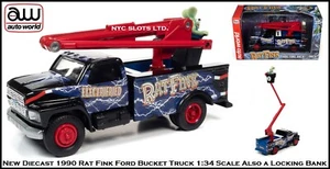 Auto World '90 Rat Fink Ford banco de bloqueo camioneta con canastilla escala 1:34 coche diecast - Imagen 1 de 11