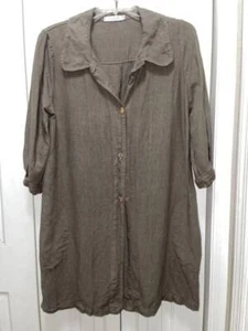Women's CUT LOOSE Sage Green 100% Heavy Linen Lagenlook Jacket-Size Large-EUC - Picture 1 of 6