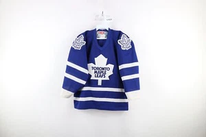 Vintage 90s CCM Boys Size XL Spell Out Toronto Maple Leafs Hockey Jersey Blue - Picture 1 of 14