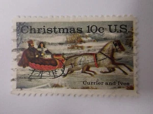 1974 Currier & Ives 10 cent Christmas Postage Stamp - Picture 1 of 2