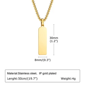 Collar Colgante Barra Vertical 3D Personalizado Acero Inoxidable Vnox para Hombre Mujer - Imagen 1 de 19