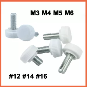 M3 M4 M5 M6 gerändelte Daumenschraube Schrauben mit rundem Spannknauf weiß #12 #14 #16 - Bild 1 von 11