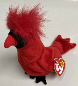 NEU 1998 TY Beanie Babys Mac Cardinal Red Bird neu mit Etikett *2 Fehler auf Etikett* - Bild 1 von 5
