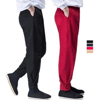 Pantalones de algodón Bruce Lee Kung Fu Wing Chun Artes marciales Pantalones atados al tobillo Foto 1 de 4