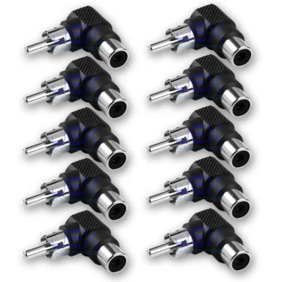 10X Right Angle Audio/Video RCA/Phono Male to Female Adapter 90 Degree LOT - Image 1 of 2