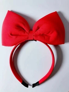 Women Girl Middle Big Red Bow Snow white Minnie Party Xmas Hair band Headband - Picture 1 of 12