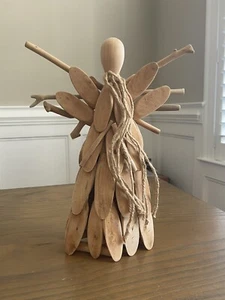 Driftwood Christmas Holiday Wooden Angel 13” XS 10” X 3” Handmade - Picture 1 of 6