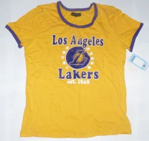 NEW NBA LA Los Angeles Lakers Basketball Ringer T Shirt Women Ladies XL NWT HA64 - Picture 1 of 1