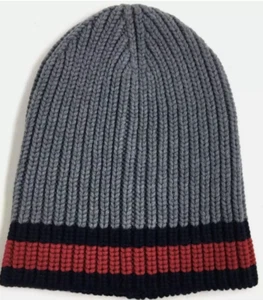 Gucci Wool Beanie Men With Web - Size M - Gray (R) - Picture 1 of 4