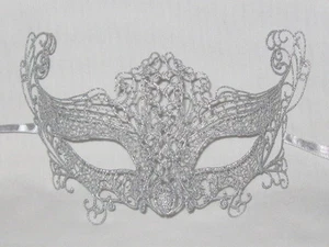SILVER MACRAME VENETIAN MASQUERADE LINGERIE MASK - Picture 1 of 1