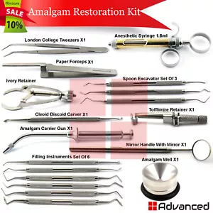18Pcs Dental Amalgam & Composite Tray Set Up Kit Restorative Excavator Pluggers - Picture 1 of 16
