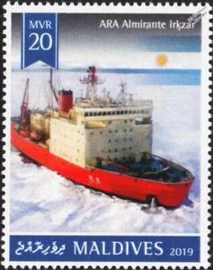 ARA ALMIRANTE IRIZAR Argentina Navy Icebreaker Ship Stamp (2019 Maldives) - Picture 1 of 1