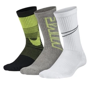 Nike Youth Performance Cushioned Crew Sock SX5816-987 Size 3Y-5Y (3 Pack) - Picture 1 of 2