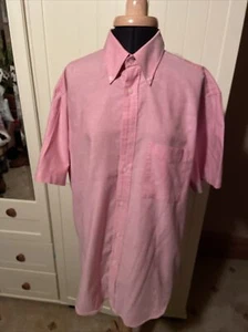 Men's Pink Cotton Blend Short Sleeve Collared Shirt Size 41/42 - Picture 1 of 10