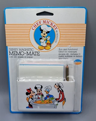 Disney Magnetic Memo Mate Chef Mickey With 120 Sheets Paper Vintage 90s Kitchen - Image 1 of 4