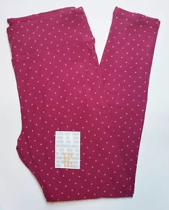 Leggings LuLaRoe TC solidi bordeaux/rossi con pois alti curvy (taglia 12-18) nuovi con etichette - Foto 1 di 7