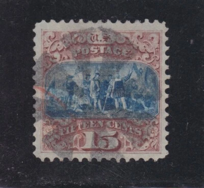 US 118 1869 15c Columbus Type I Used VF-XF w/ PF Certificate - Image 1 of 3