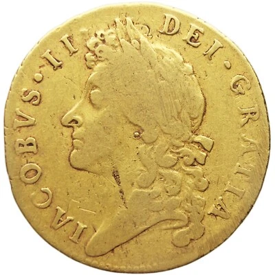 1687/6 Guinea James II Coin UK Gold 2nd bust Overdate (KA13-) - Image 1 of 2
