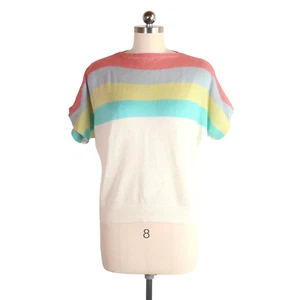 vintage 70s 80s colorblock stripe knit top M dolman sleeve sweater cropped vtg - Picture 1 of 7