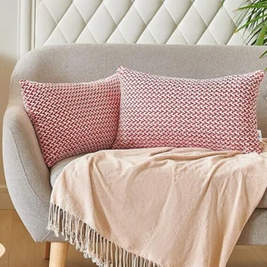 HIGH QUALITY-Cushion Covers 4 Pack – 30x50 cm Red Dahlia – Premium Fluffy Fiber - Picture 1 of 3