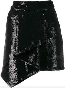 NWT Alexandre Vauthier Black Draped Asymmetrical Sequin Mini Skirt 36 US 4 $2135 - Picture 1 of 12
