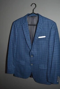 Hugo Boss Hutsons3 Blue Check Woolen Blazer 38R 48 Drago Super 120 - Picture 1 of 16