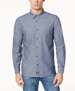 Dickies Mens Shirt Work Long Sleeve Blue Slim Fit 100% Cotton Small (O) - Picture 1 of 1