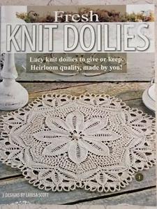 FRESH KNIT DOILIES 3 Designs Larisa Scott Leisure Arts #3893 Knitting Pattern - Picture 1 of 6