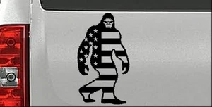American Flag Bigfoot Vinyl Car or Truck Window Decal Sticker Matte 4X2.3 - Bild 1 von 1