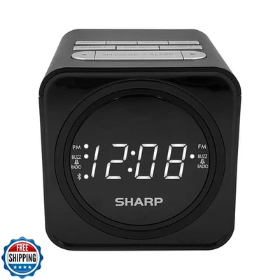 Sharp FM Clock Radio with Bluetooth Speaker, FastCharge 2 amp USB Charge Port - Image 1 of 4