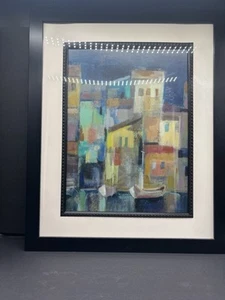 Schön gerahmter "Abend I Hafen III" von Silvia Vassileva. 18” X 22” - Bild 1 von 5