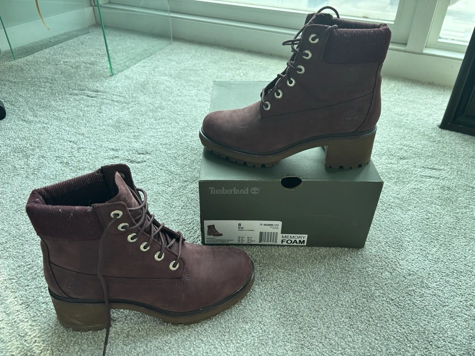 Timberland женщин водонепроницаемый ботинки в бордовый нубук Kinsley Sz 8 - в коробке новом - Изображение 1 из 3