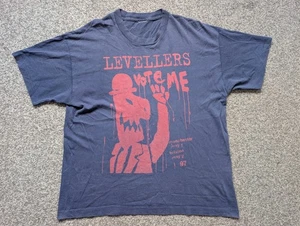 Vintage Levellers Hemd Herren Extra Large Blau Vote Me Single Stitch 90s 1997 Pop - Bild 1 von 13