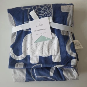 The Peanutshell Blue Security Blanket Comforter Baby Wrap Nursery Pram Elephant - Picture 1 of 4