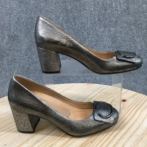 Naturalizer Shoes Womens 7 M Wright Slip On Pumps Gray Leather Heels Casual - Picture 1 of 17