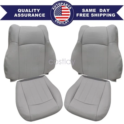 For 2007 2008 Chrysler 300C Front Bottom & Top Seat Cover Leather Light Gray — 第 1/4 张图片
