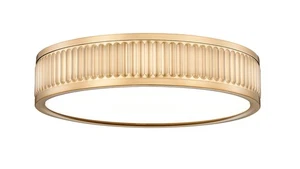 Z-Lite 1013F12-LED Stari 13"W Flush Mount Drum Ceiling Fixture - Gold - Picture 1 of 12