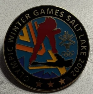 SALT LAKE CITY 2002 Olympic Games Speed Skaters Reflections Logo PIN by Aminco - Picture 1 of 4