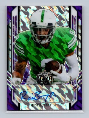 2021 Leaf Rico Bussey Jr. Metal Draft Auto Rookie RC Purple /30 - Image 1 of 2