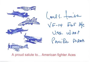 Carl Smith Signed Index Card WWII Ace 2 O&E - Picture 1 of 1