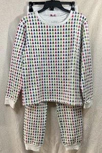 Lila And Hayes Pajama Set LS Top Pants Soft Peru Cotton Christmas Trees XS - Picture 1 of 10