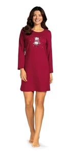 Comtessa Damen Nachthemd Langarm Katze in Rot - Bild 1 von 9